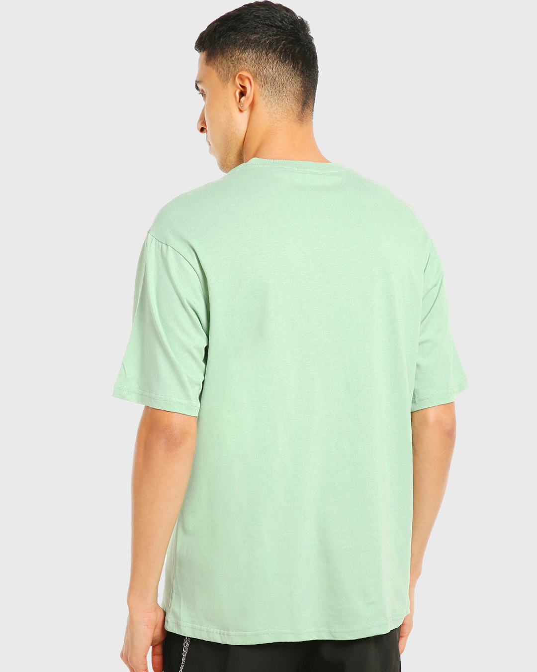 Shop Men's Green Mickey Crew Graphic Printed Oversized T-shirt-Back