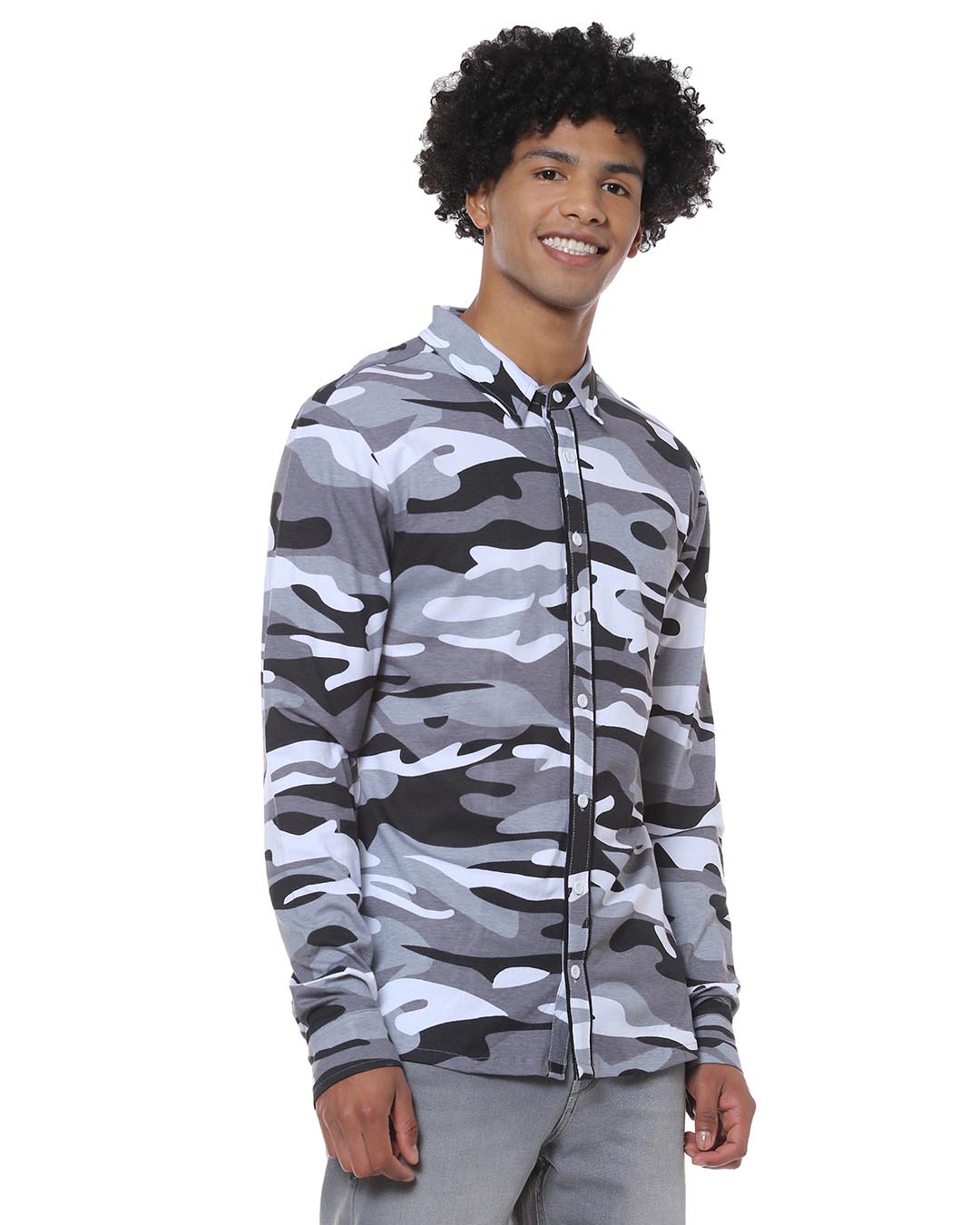 Shop Men Military Camouflage Casual Spread Shirt-Back