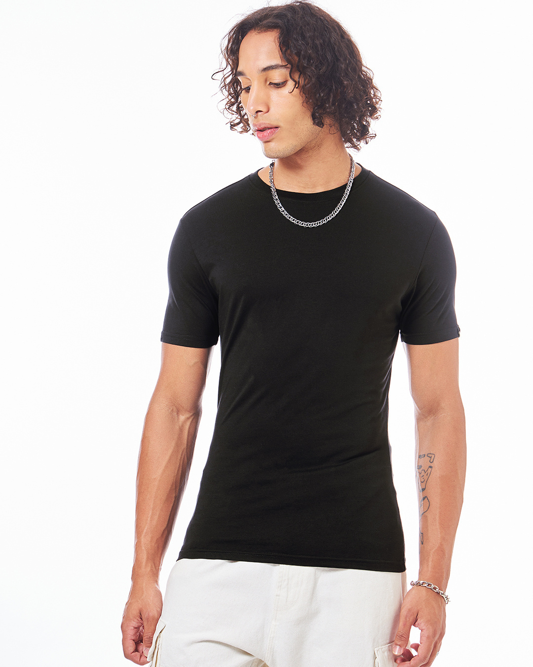 Shop Men's Black Muscle Fit T-shirt-Back