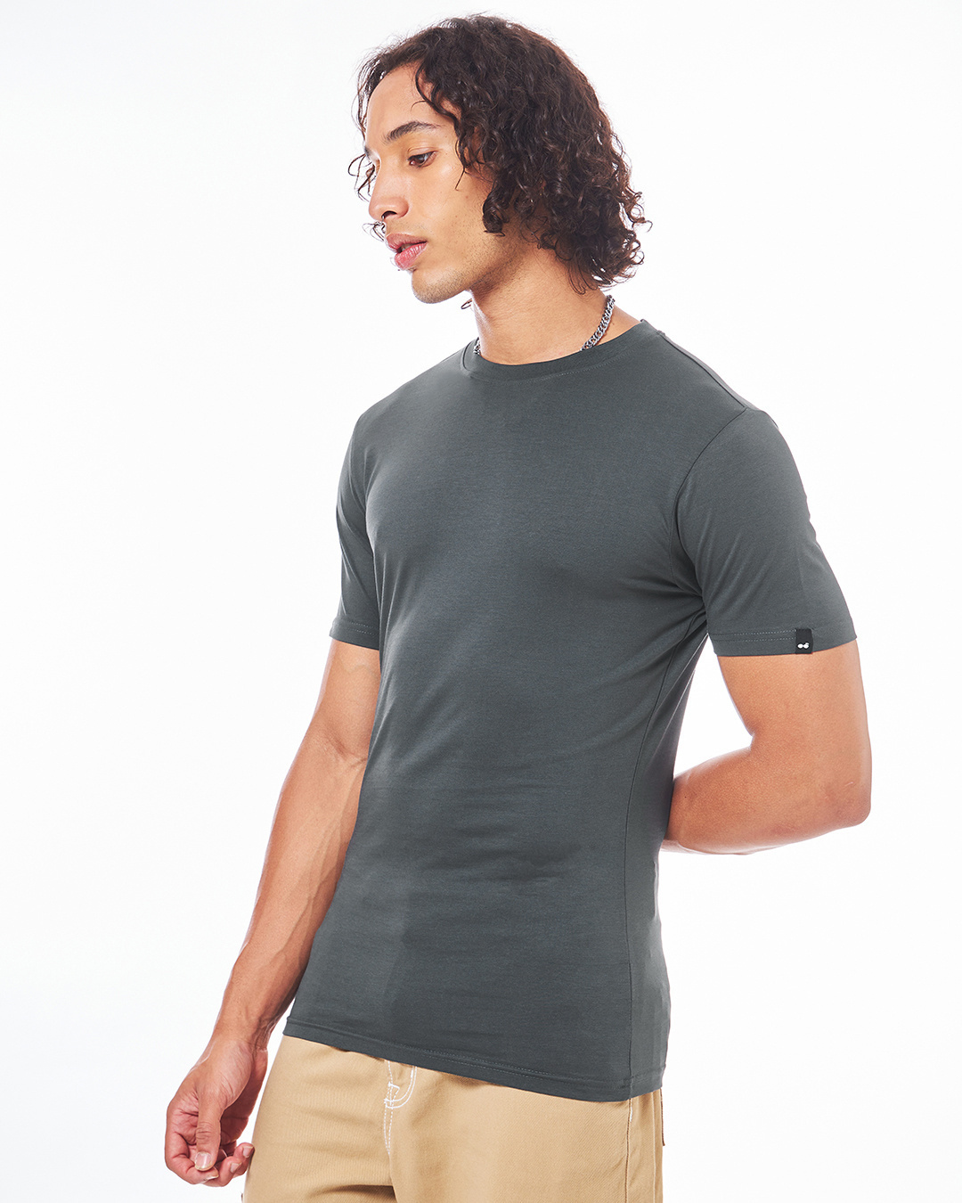 Shop Men's Grey Muscle Fit T-shirt-Back