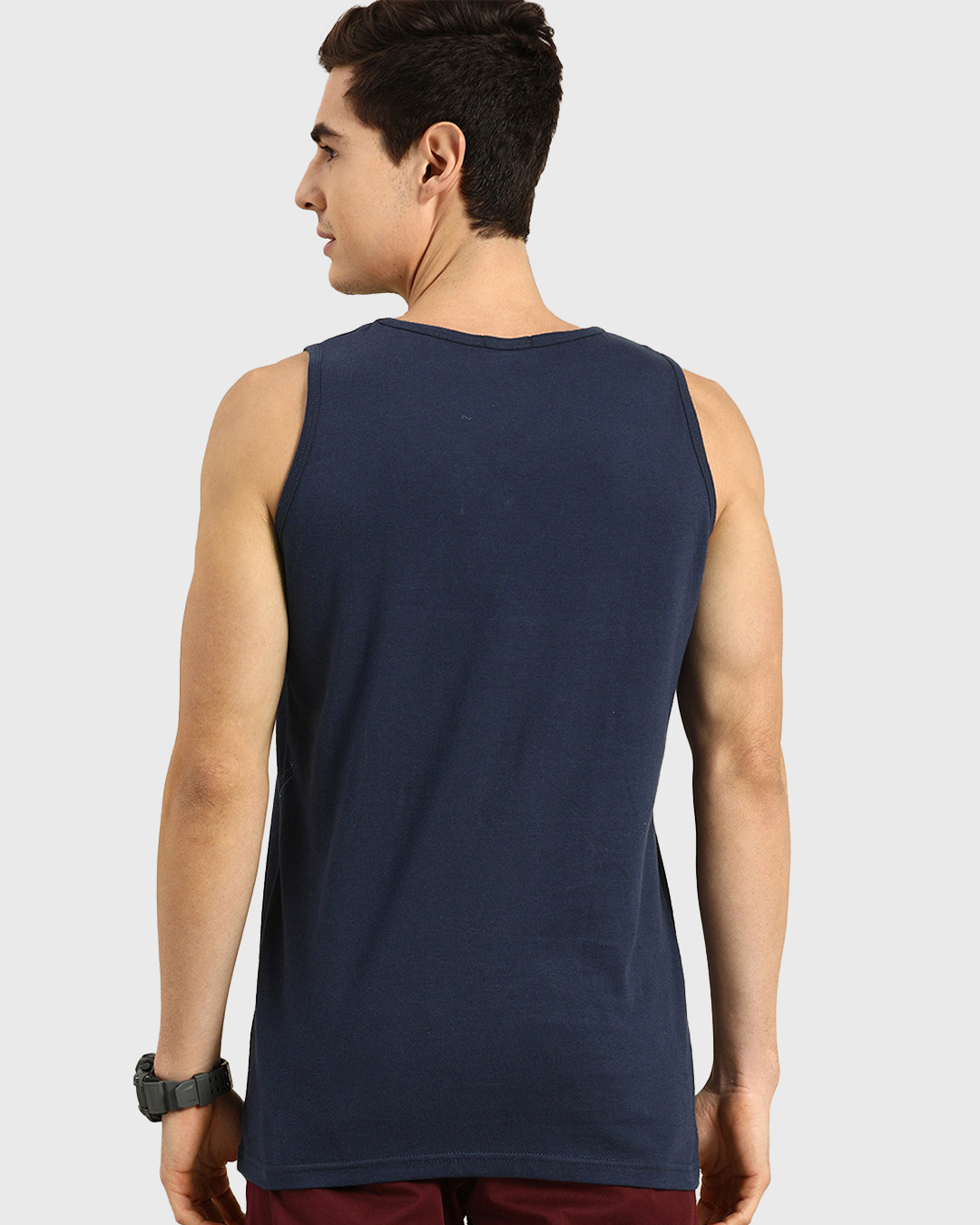Shop Men's Blue Conquer Typography Vest-Back