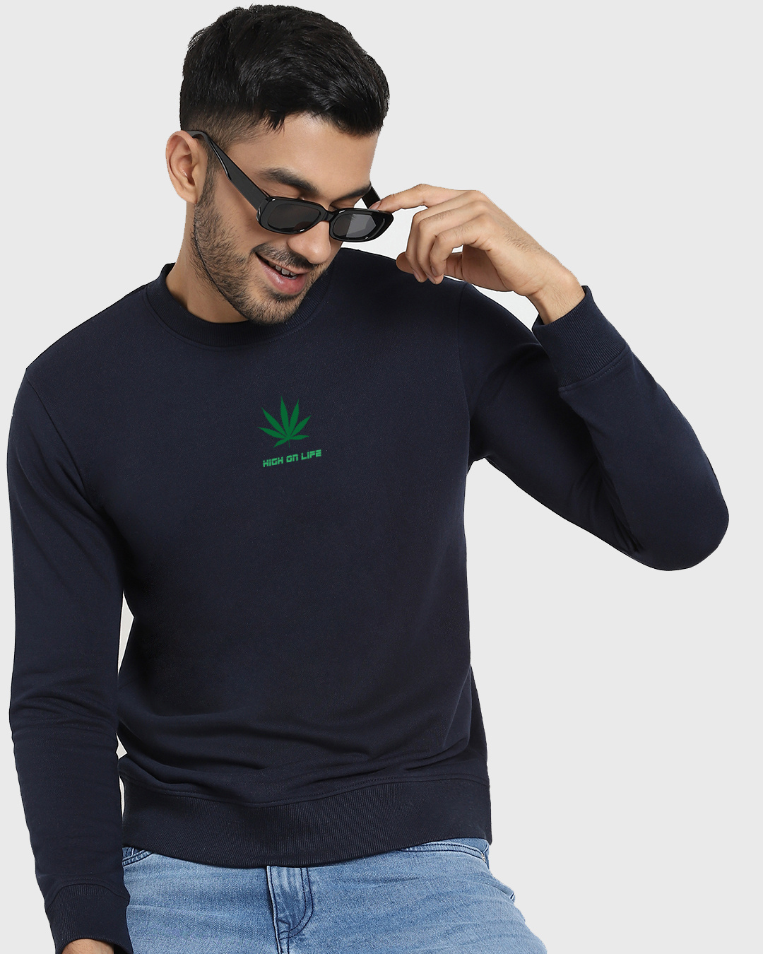 Shop Men's Navy Blue Dope AF Typography Sweatshirt-Back