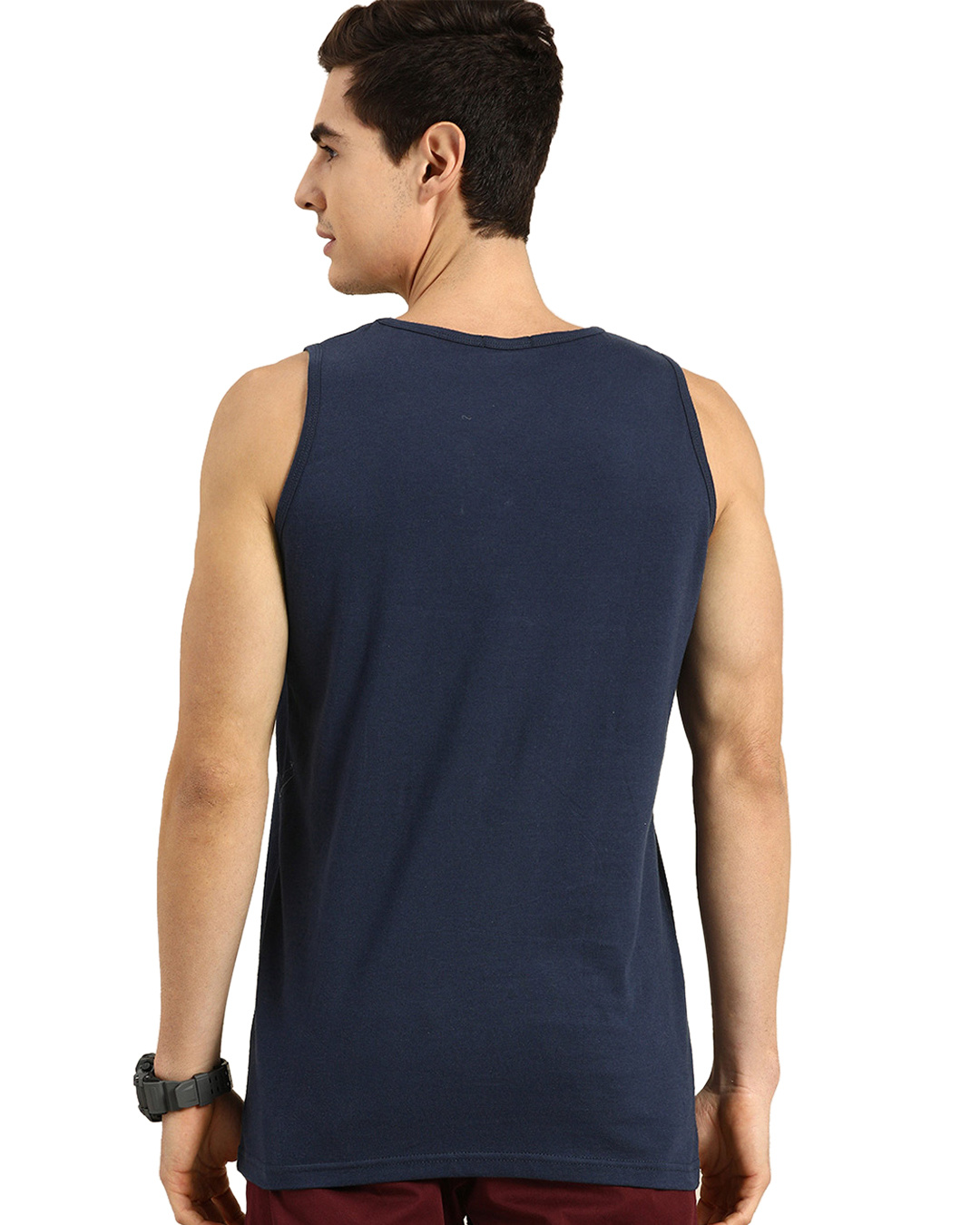 Shop Men's Blue Make Tracks Graphic Printed Vest-Back