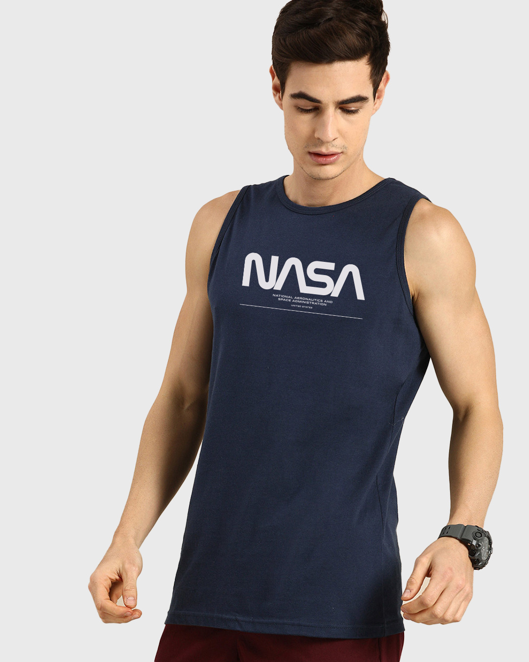 Shop Men's Navy Spaced NASA Typography Vest-Back
