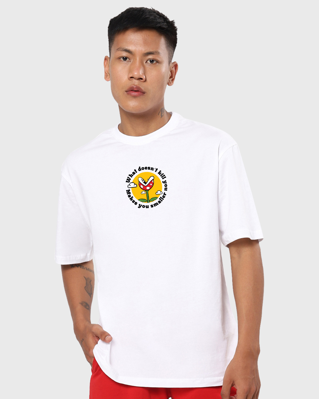 Shop Men's White Oh Snap Graphic Printed Oversized T-shirt-Back