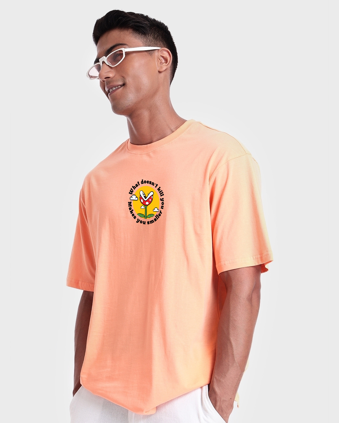 Shop Men's Orange Oh Snap Graphic Printed Oversized T-shirt-Back