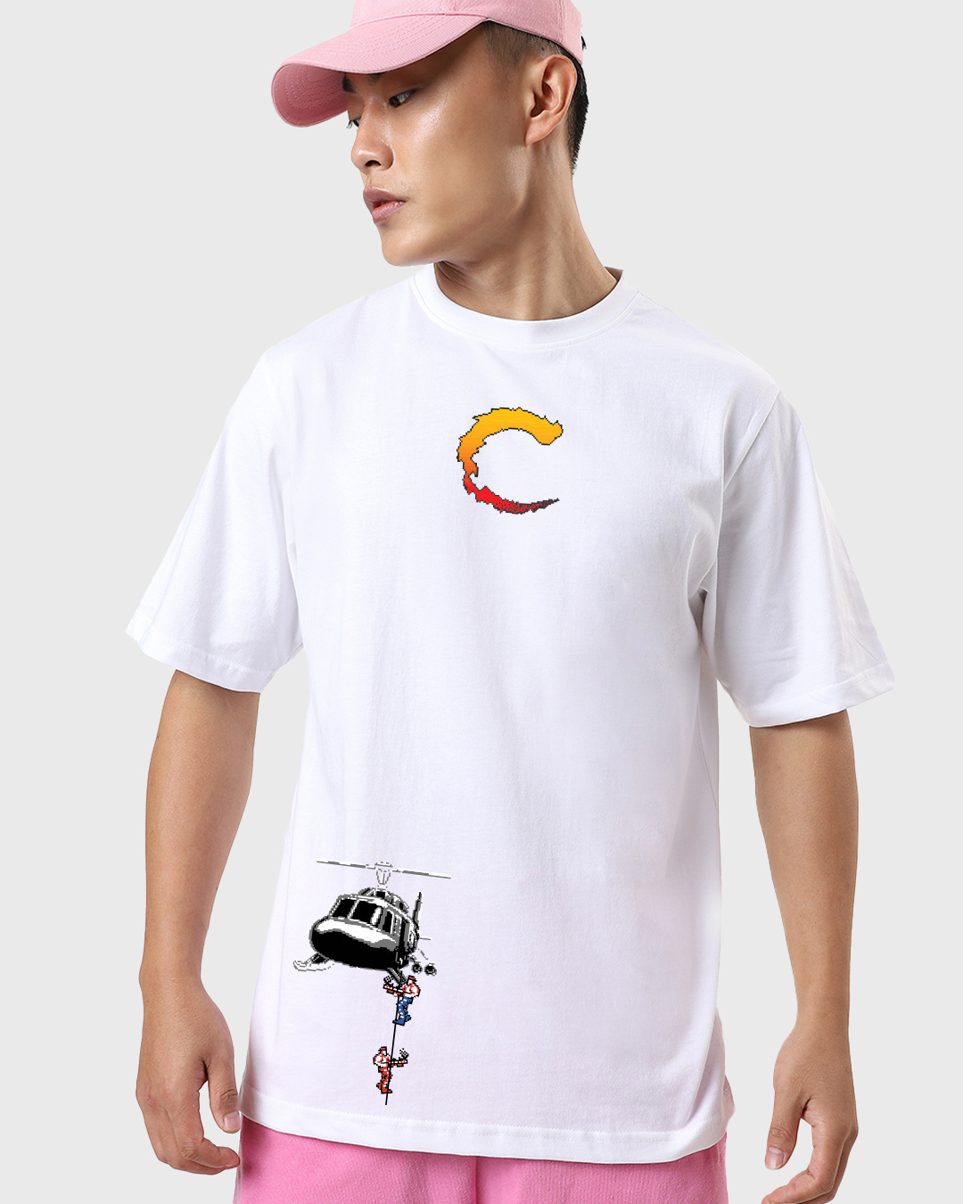 Shop Men's White Old School Graphic Printed Oversized T-shirt-Back