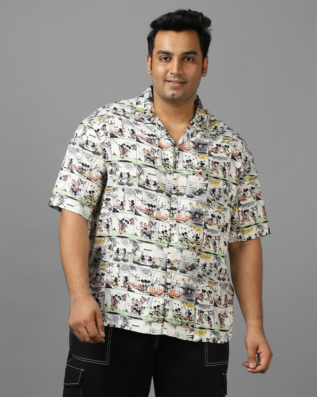 Shop Men's White All Over Printed Oversized Plus Size Shirt-Back