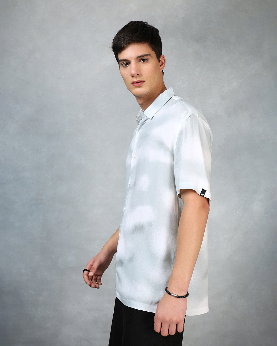 Shop Men's Grey & White Tie & Dye Oversized Shirt-Back