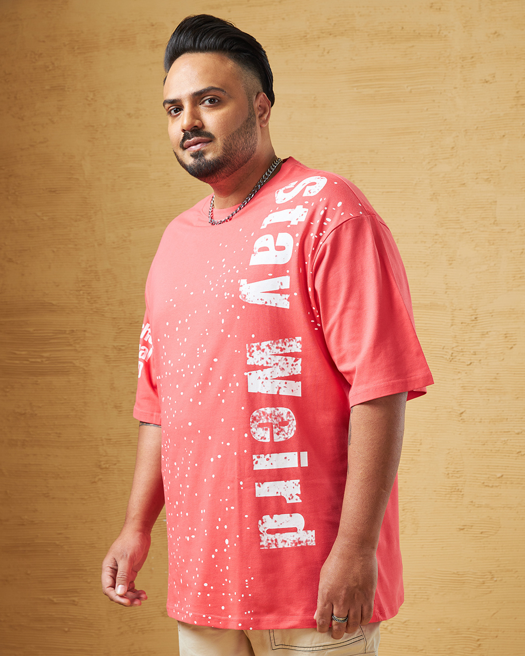 Shop Men's Red All Over Printed Oversized Plus Size T-shirt-Back