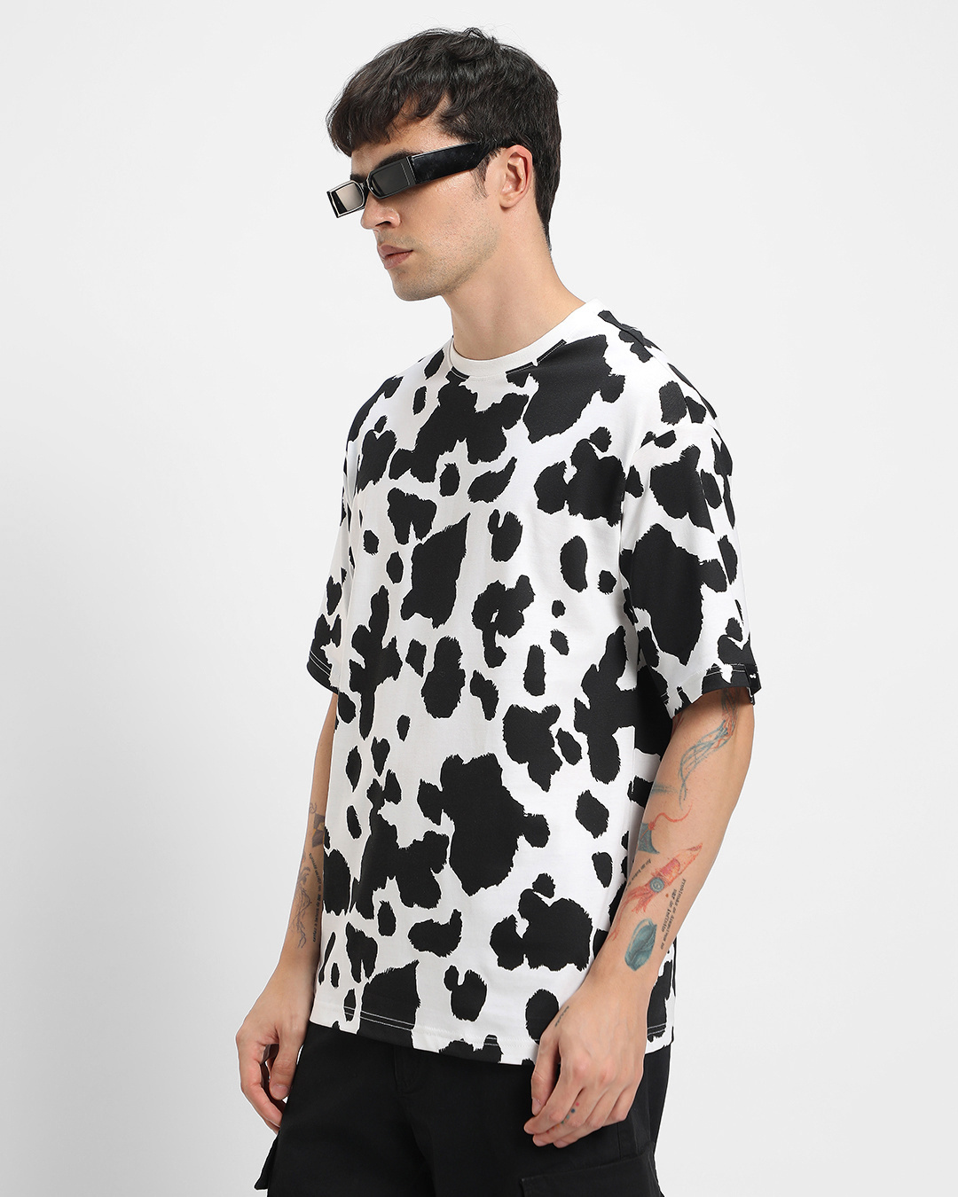 Shop Men's White All Over Printed Oversized T-shirt-Back