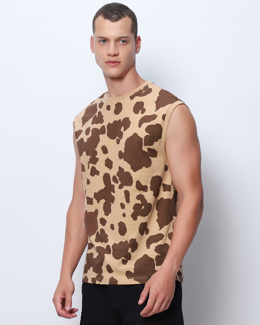Shop Men's Brown Camo Printed Oversized Vest-Back