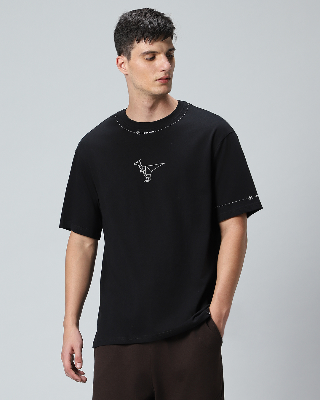 Shop Men's Black Origin Graphic Printed Oversized T-shirt-Back