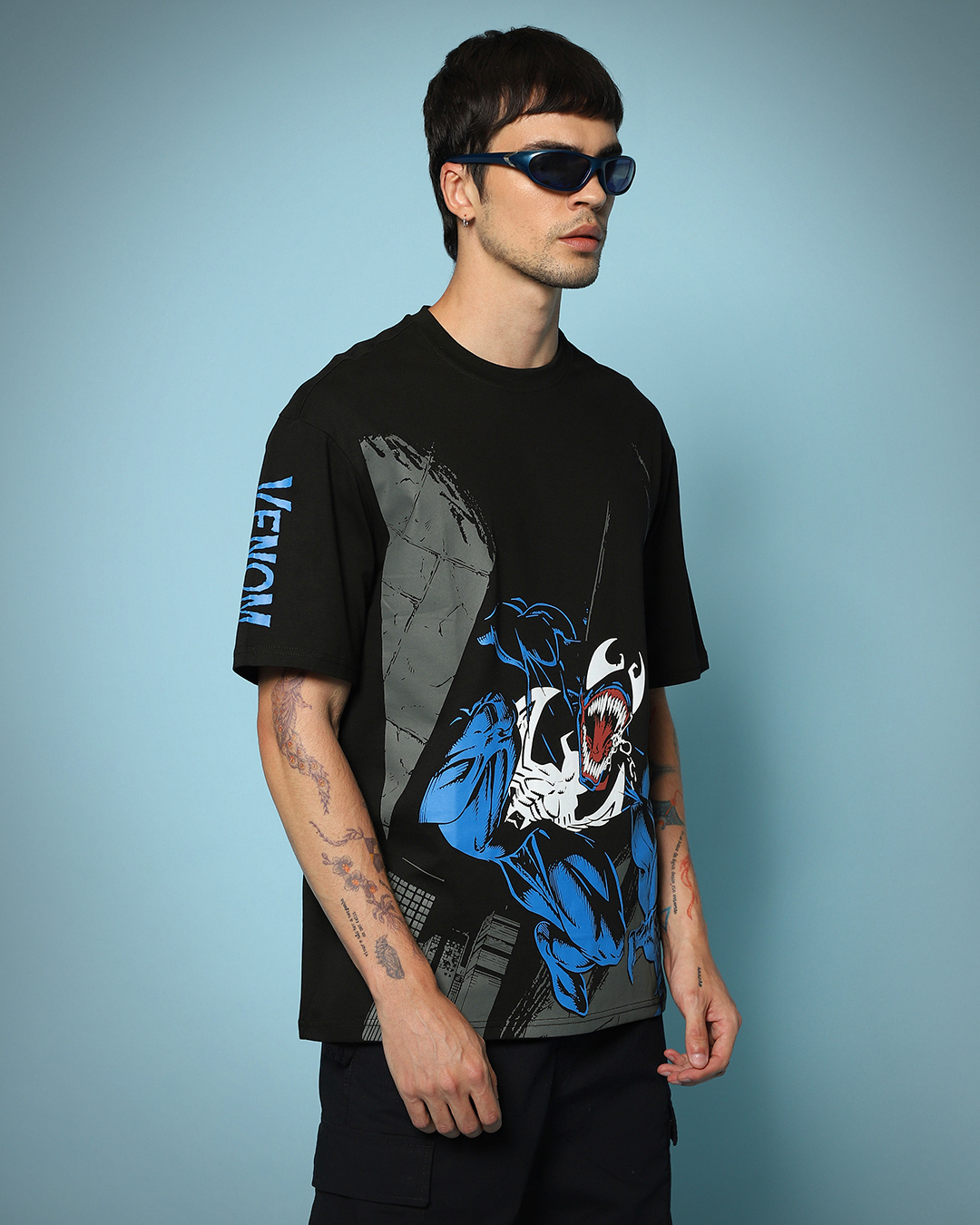 Buy Men's Black Venom Hyper Graphic Printed Oversized T-shirt Online at ...