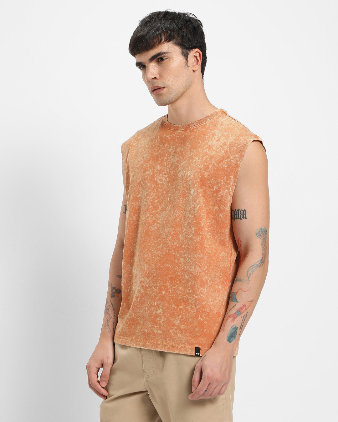 Shop Men's Orange Oversized Vest-Back