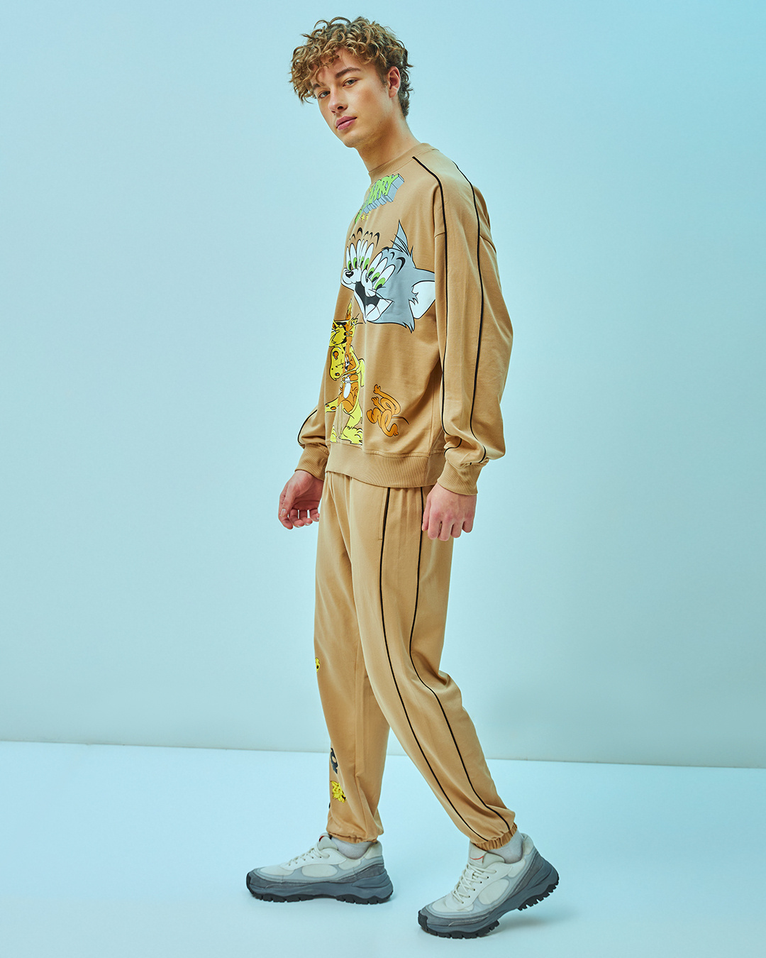 Shop Men's Brown Tom & Jerry Graphic Printed Oversized Co-ordinates-Back