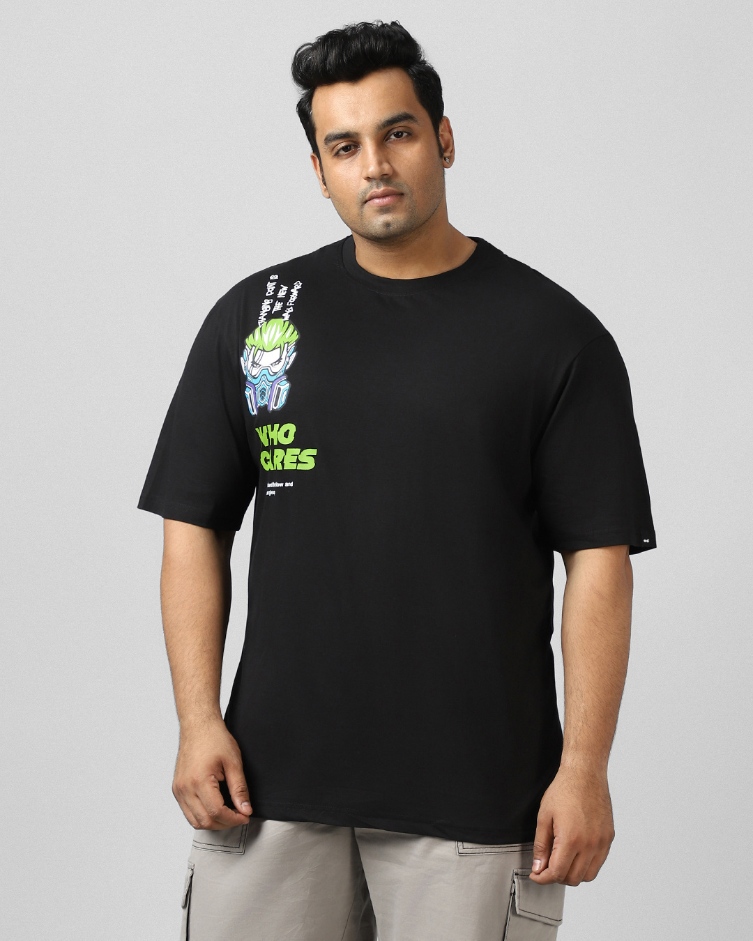Shop Men's Black Andre Graphic Printed Oversized Plus Size T-shirt-Back