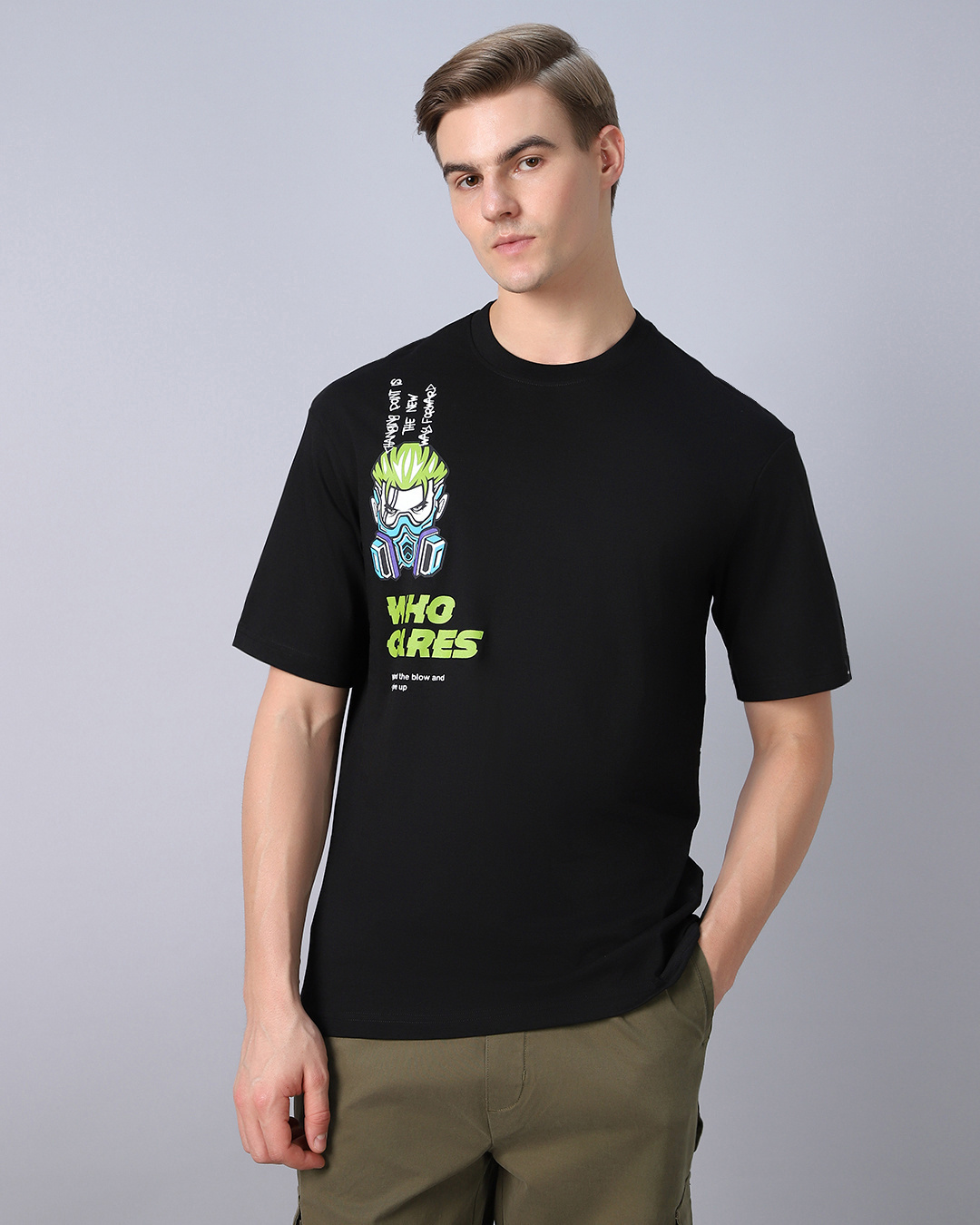 Shop Men's Black Andre Graphic Printed Oversized T-shirt-Back