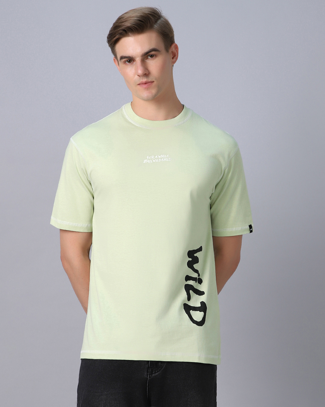 Shop Men's Green Wild Graphic Printed Oversized T-shirt-Back