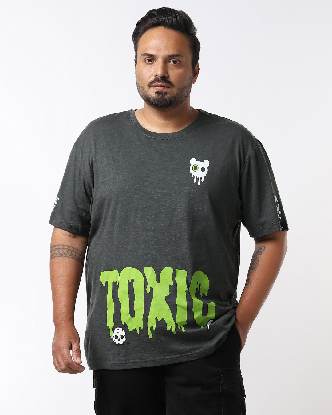 Shop Men's Toxic Grey Graphic Printed Plus Size T-shirt-Back