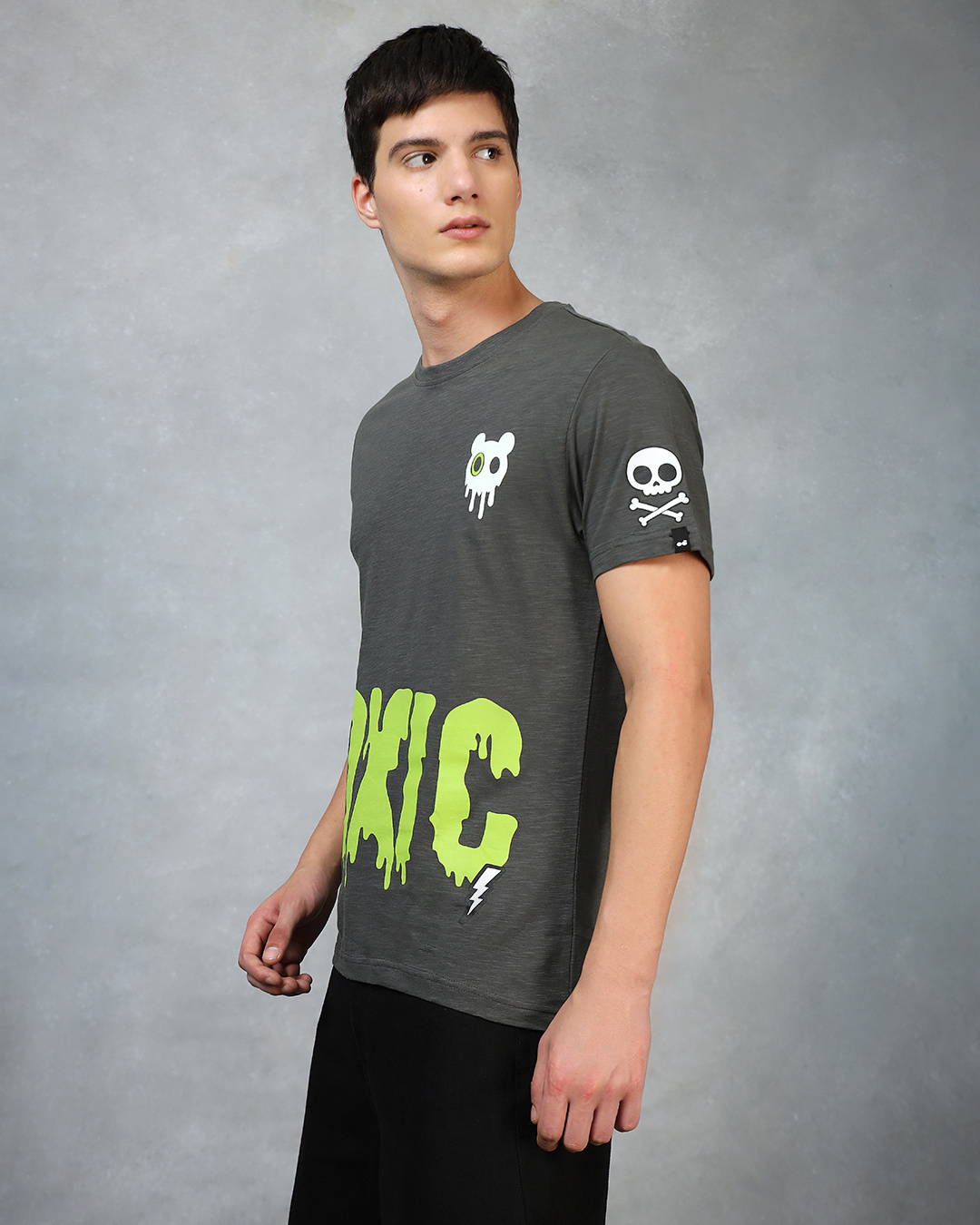Shop Men's Toxic Grey Graphic Printed T-shirt-Back