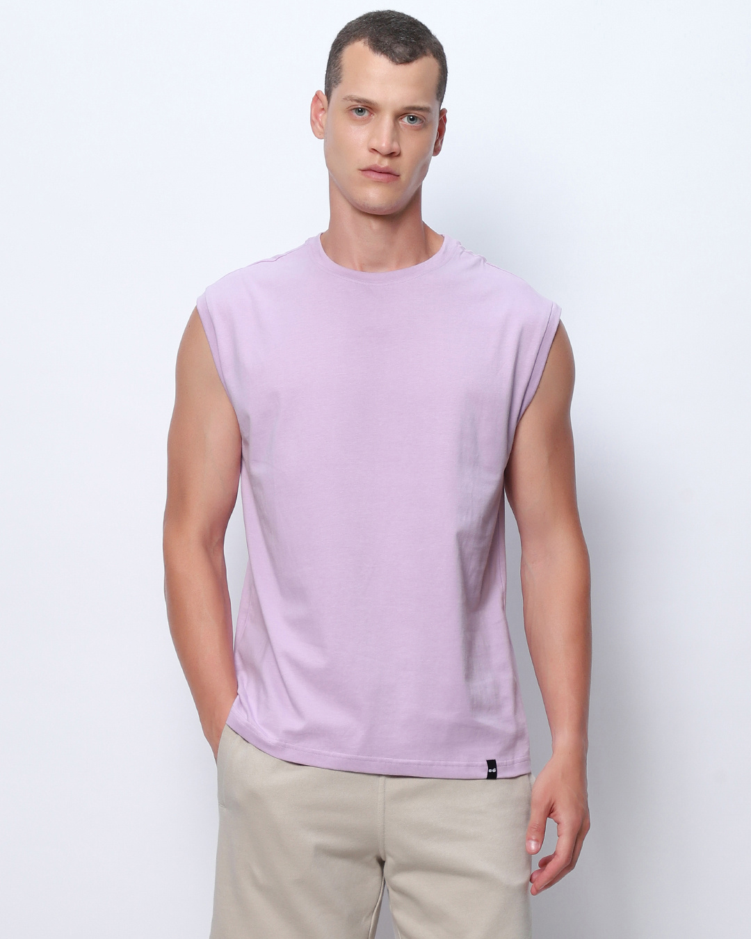 Shop Men Purple Boxy Fit Vest-Back