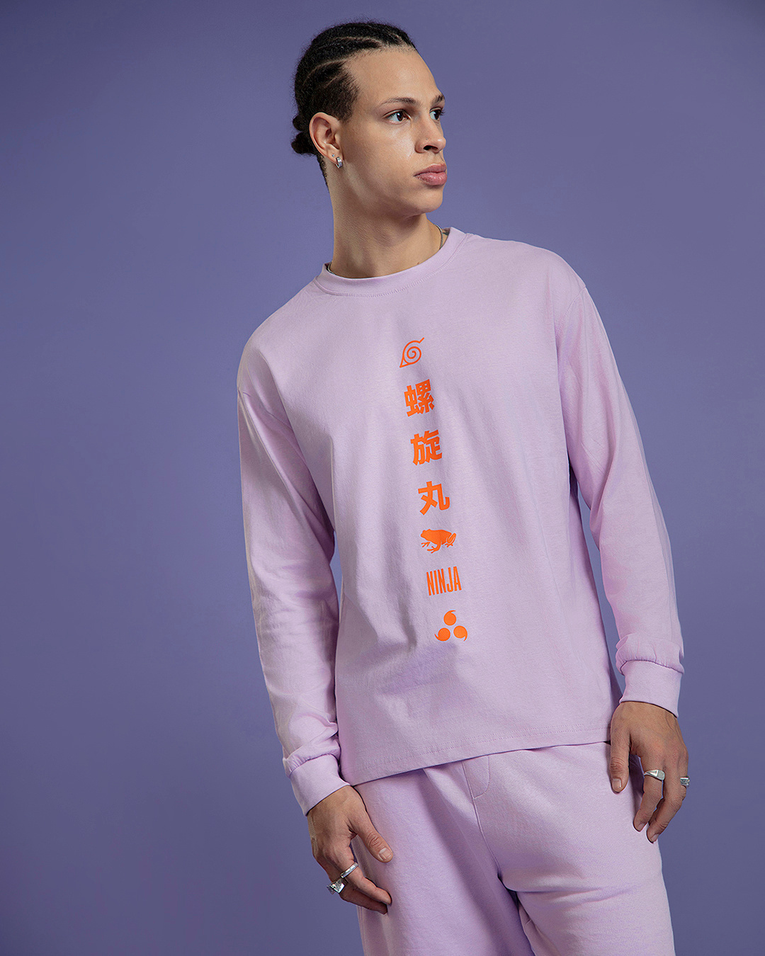 Shop Men's Purple Uzumaki Naruto Graphic Printed Oversized T-shirt-Back
