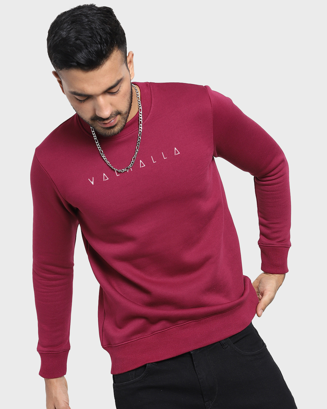 Shop Men's Red ValhallaTypography Sweatshirt-Back