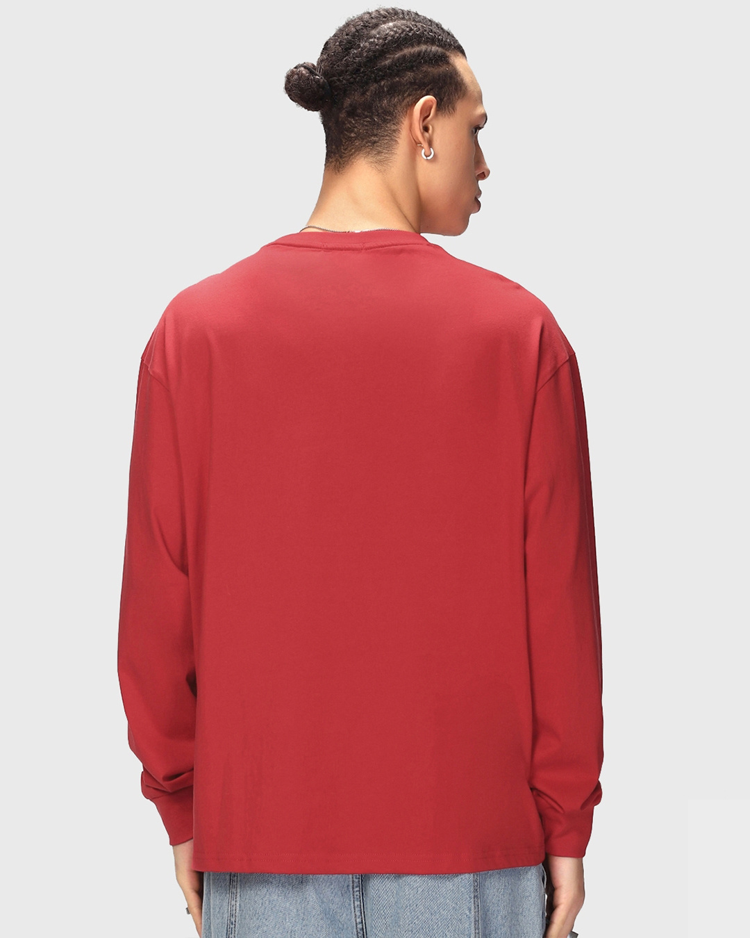 Shop Men's Red Otaku Typography Oversized T-shirt-Back