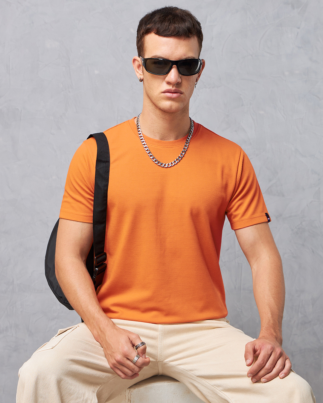 Buy Men's Orange T-shirt Online at Bewakoof