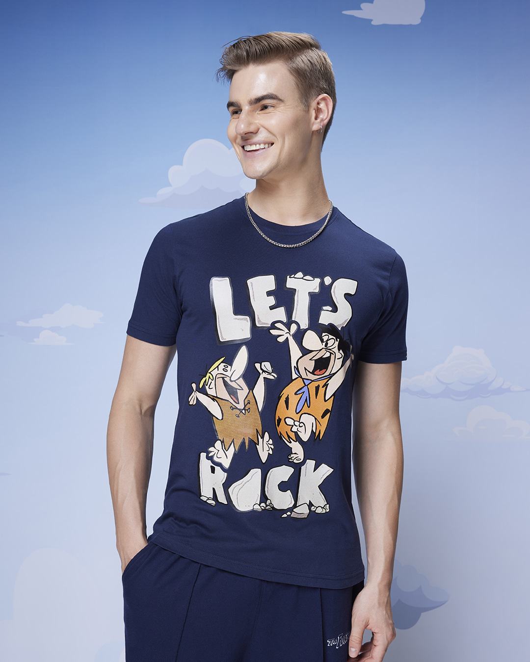 Buy Men's Blue Rock N Roll Graphic Printed T-shirt Online at Bewakoof