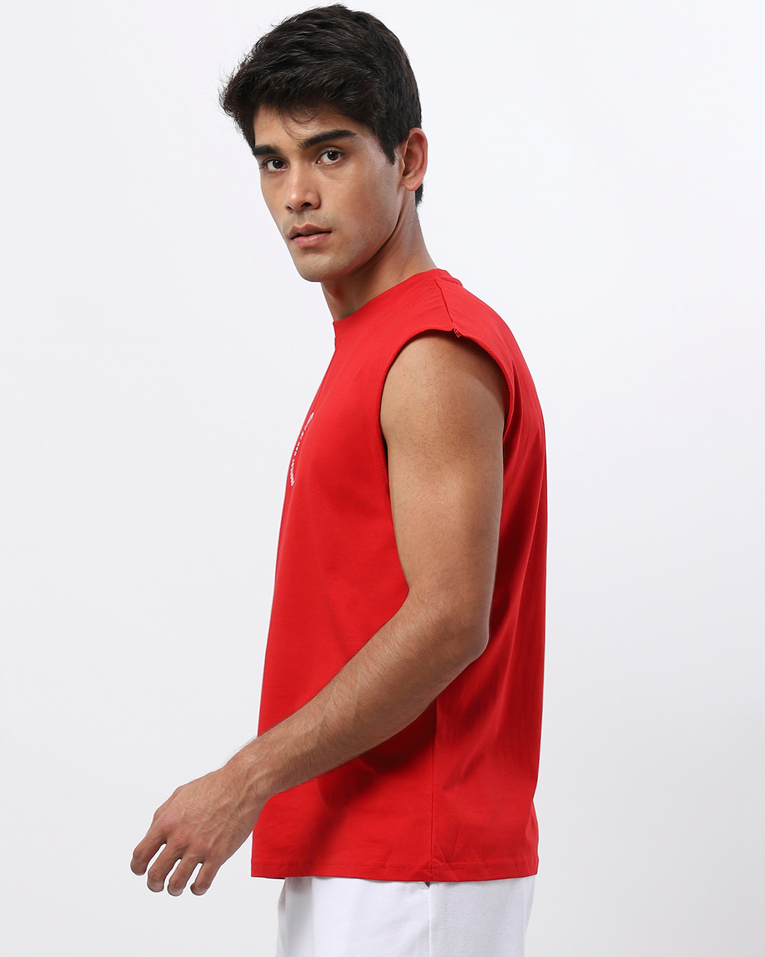 Shop Men's Red Typography Oversized Vest-Back