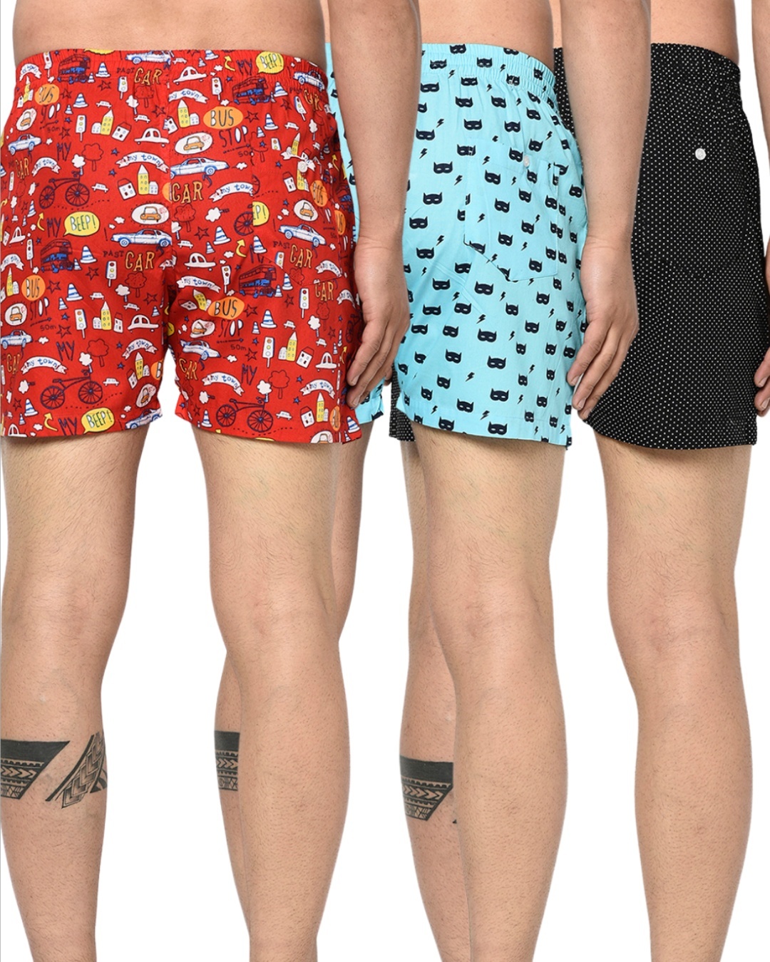 Shop Pack of 3 Men's Multicolor All Over Printed Boxers-Back