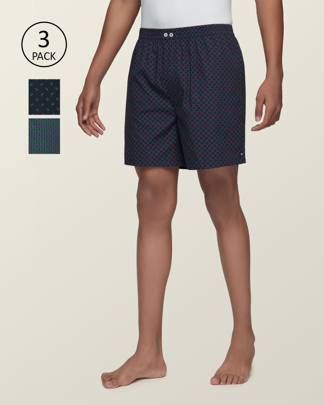 Buy Pack of 3 Men's Multicolor All Over Printed Cotton Boxers Online in