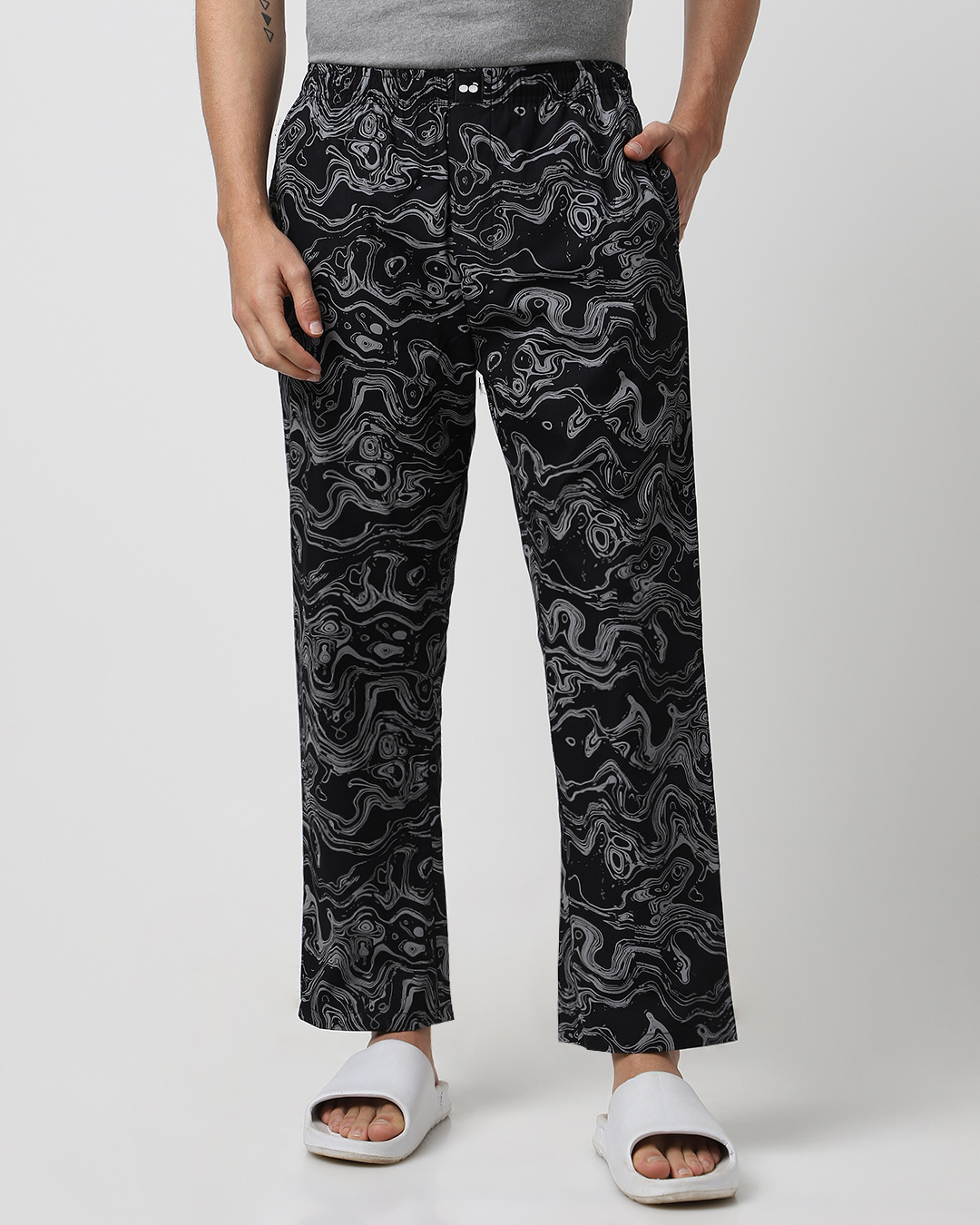 Buy Men's Black All Over Printed Pyjamas Online in India at Bewakoof