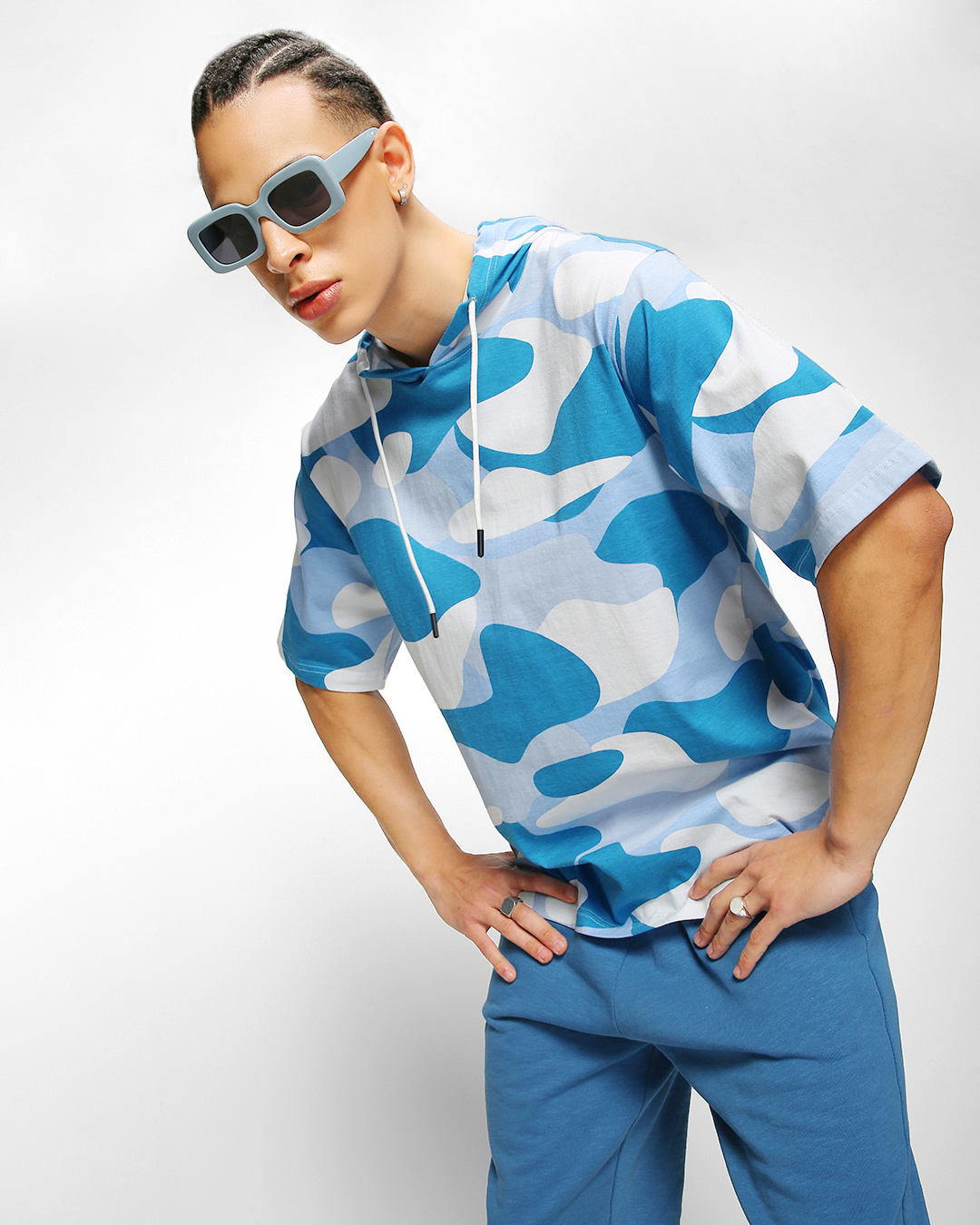 Rifle Blue Cotton Men's Hoodie