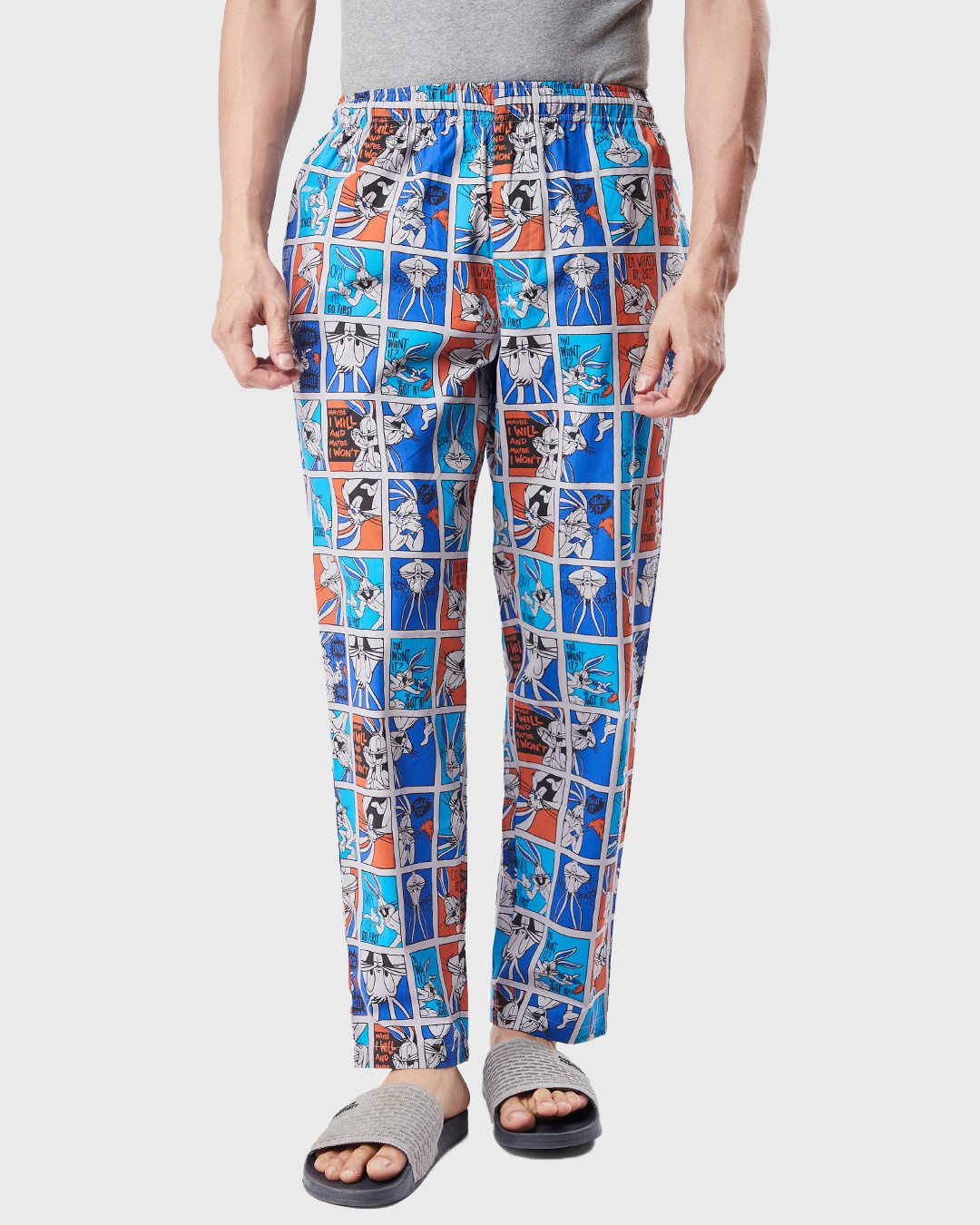 Shop Men's White All Over Bunny Printed Pyjamas-Back