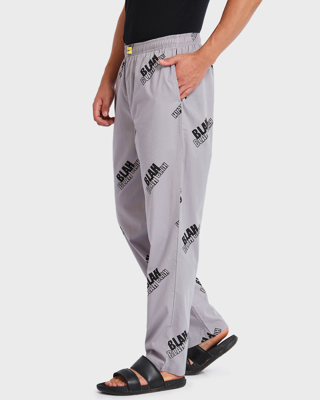 Shop Men's Grey All Over Blah Blah Printed  Pyjamas-Back