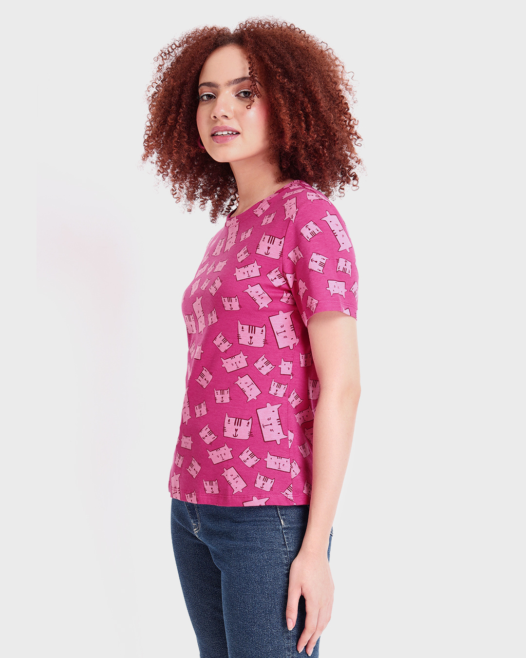 Shop Women's Pink All Over Printed Short Top-Back