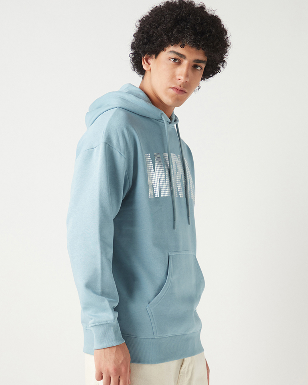 Shop Men's Ashley Blue Marvel Typography Oversized Hoodies-Back
