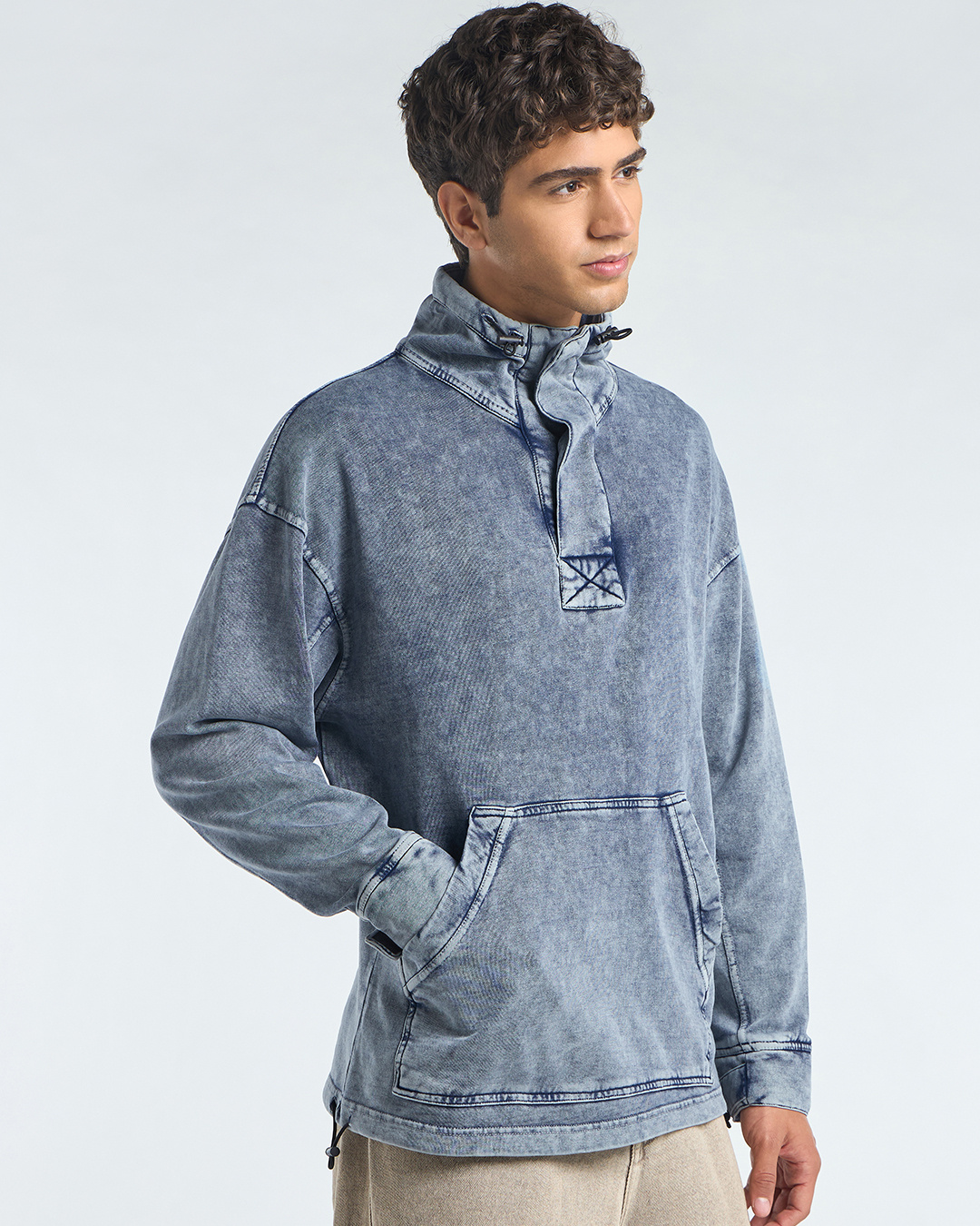 Shop Men's Ashley Blue Oversized Acid Wash Sweatshirt-Back