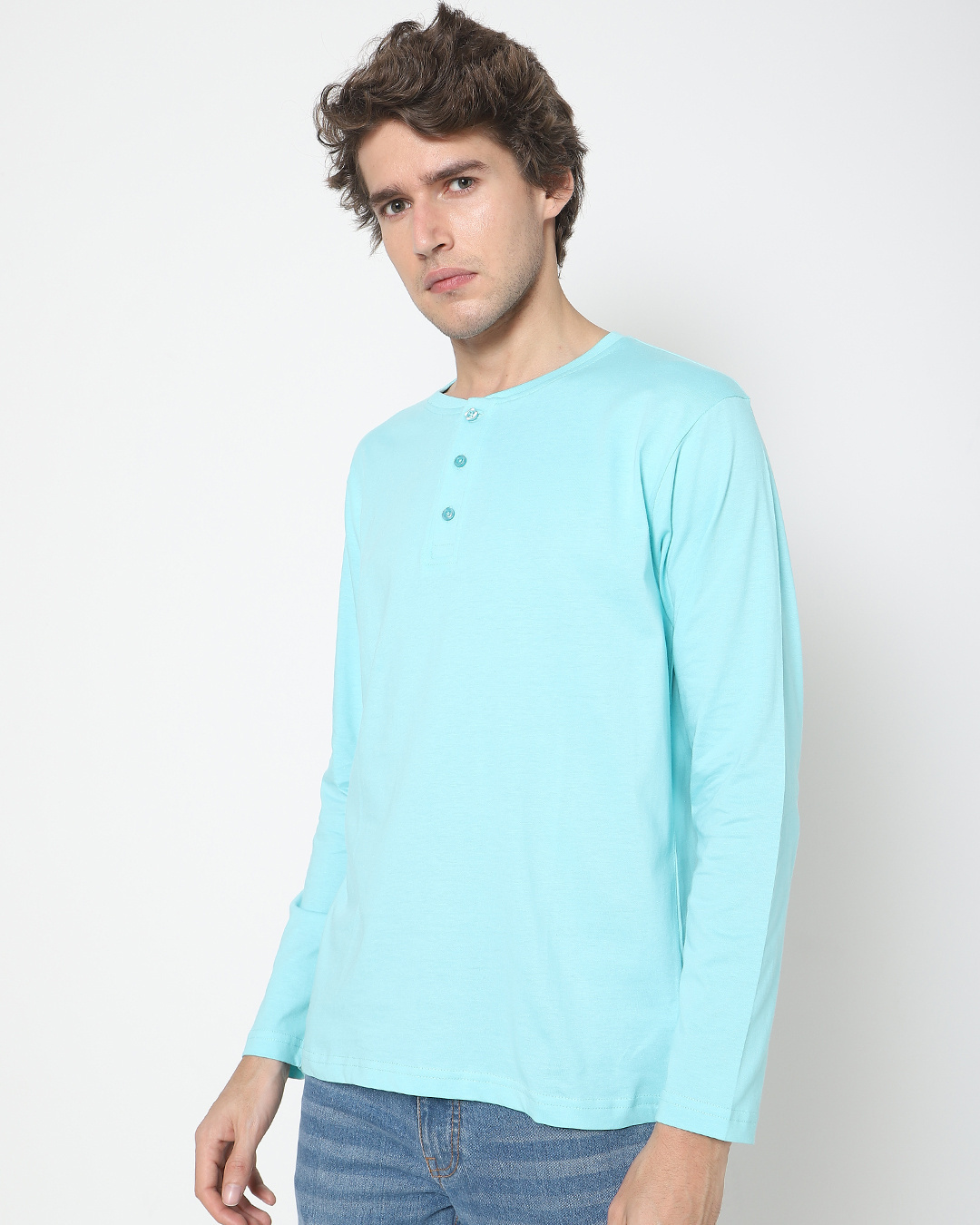 Shop Men's Aua Sky Full Sleeve Henley T-shirt-Back