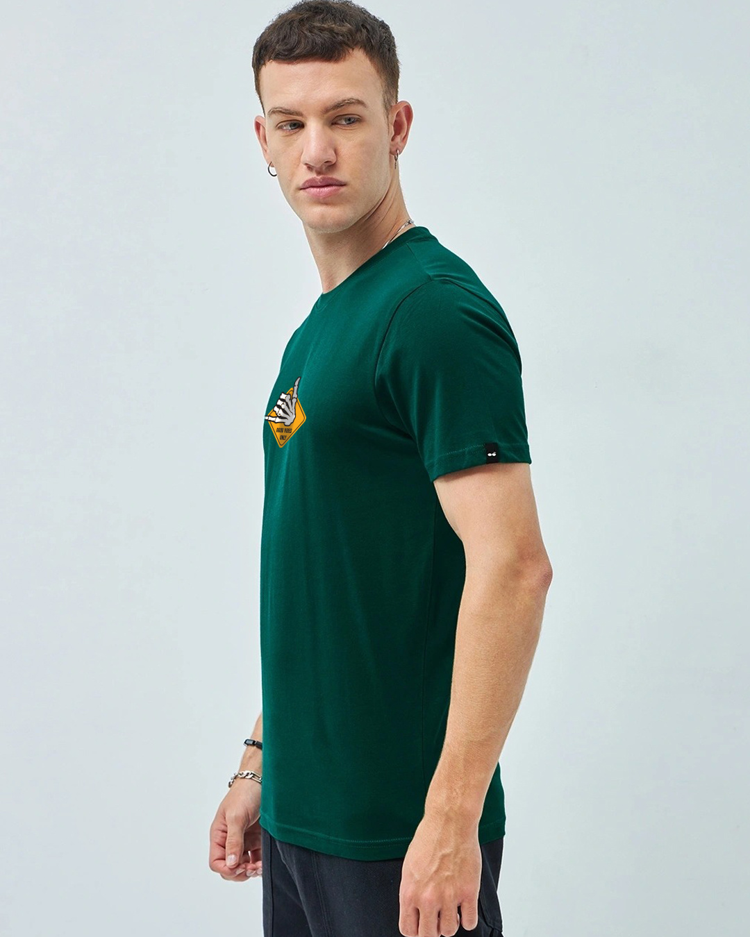 Shop Men's Aventurine Green Good Vibes Graphic Printed T-shirt-Back