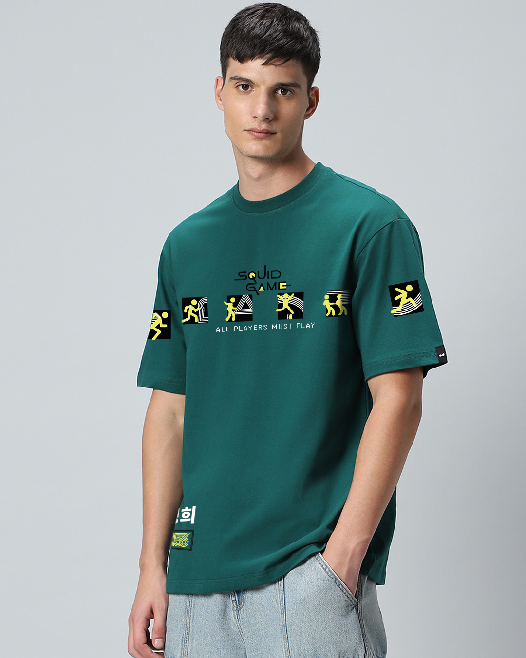 Shop Men's Aventurine Green Must Play Graphic Printed Oversized T-shirt-Back