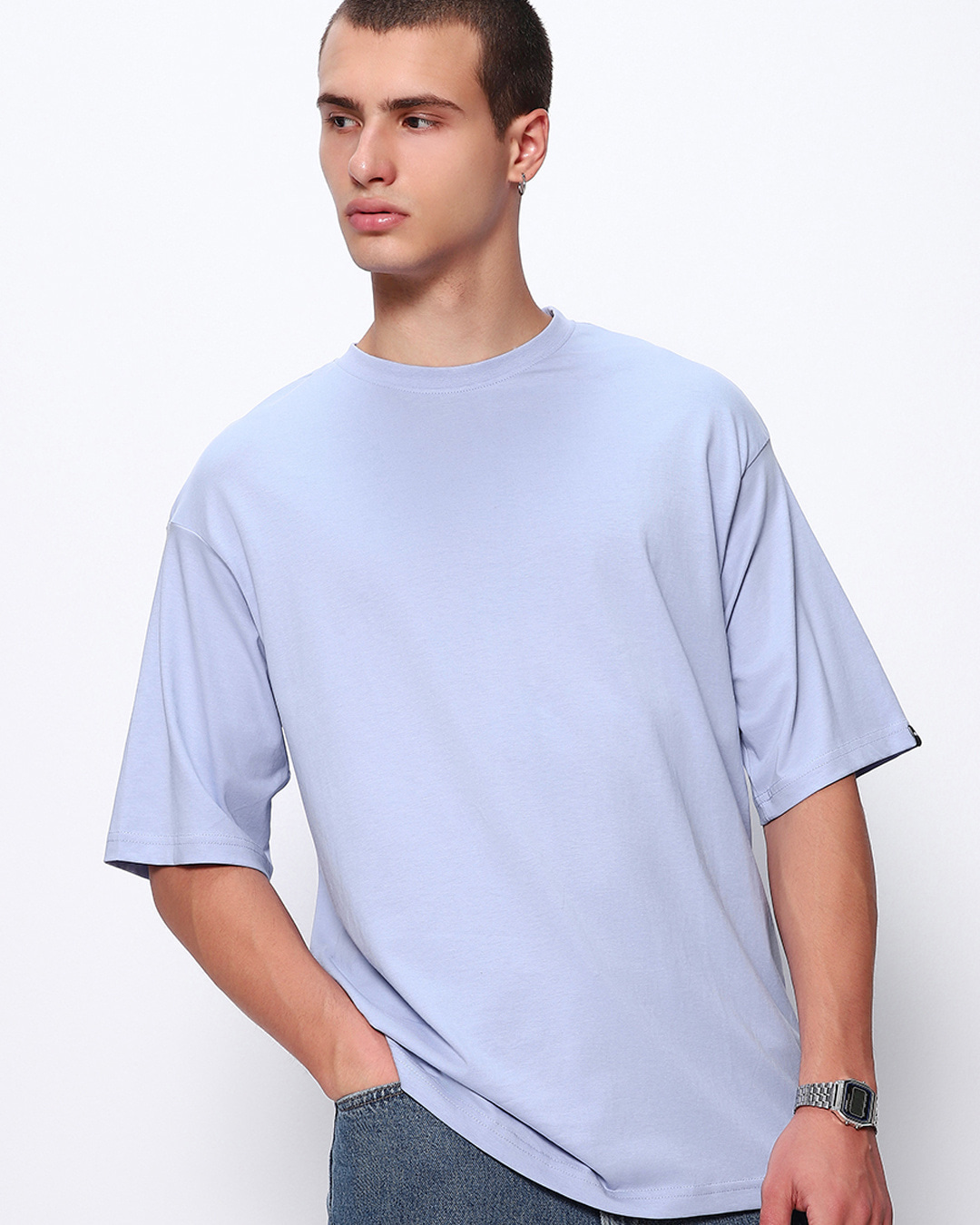 Buy Men's Baby Lavender Oversized T-shirt Online at Bewakoof