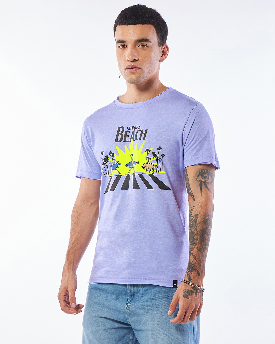 Shop Men's Baby Lavender Sun of a Beach Graphic Printed T-shirt-Back