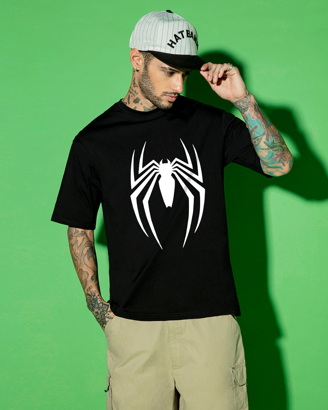 Shop Men's Balck Ultimate Spider Graphic Printed Oversized T-shirt-Back