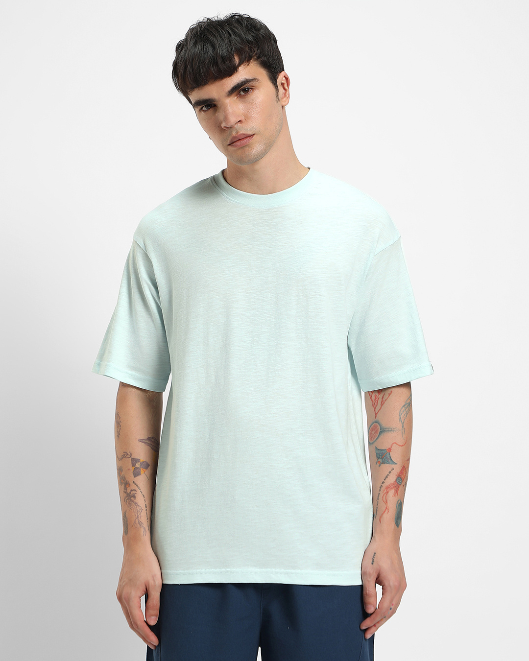 Shop Men's Barely Blue Oversized T-shirt-Back
