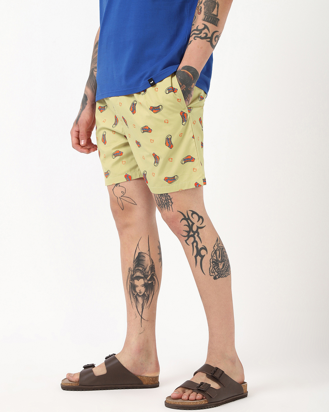 Shop Men's Beige All Over Printed Boxers-Back