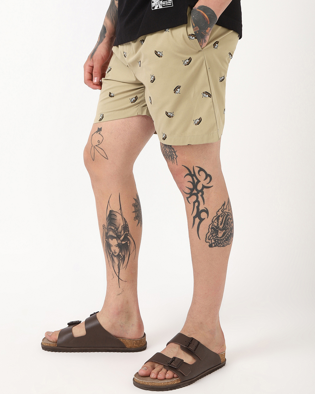 Shop Men's Beige All Over Printed Boxers-Back